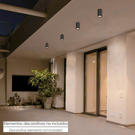 Foco de Techo GU10 IP65 Negro | Lámpara Exterior de Aluminio
