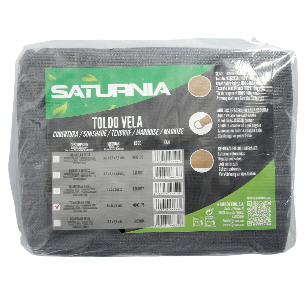 Toldo Vela Sombra Triangular para Jardín 5,0 x 5,0 metros