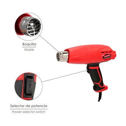 Pistola de Aire Caliente 2000W con 2 Potencias y Accesorios | Decapador Eléctrico Profesional