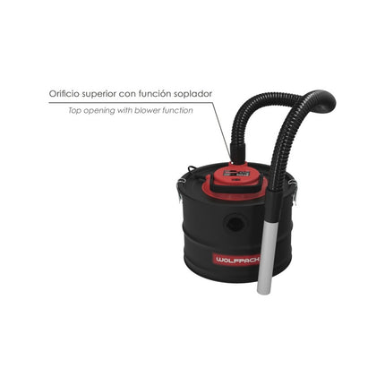 Aspirador de Cenizas  1200W con Depósito Metálico 15L | Aspira cenizas para Chimeneas y Estufas