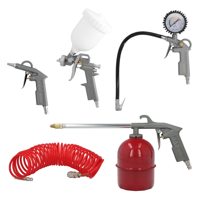 Kit de Accesorios para Compresor de Aire Comprimido 5 Piezas con Conexión Rápida | Inflado, Pintado y Limpieza