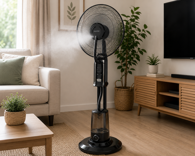 Ventilador con Nebulizador de Pie 75W Ø40 cm – 3 Velocidades y Depósito 3,2L