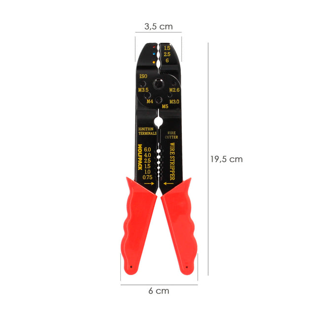 Alicate Crimpar Terminales con Pelacables 195 mm | Crimpadora Faston y Conectores con Cortador de Rosca