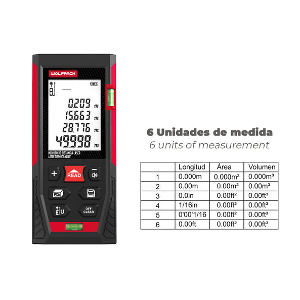 Medidor Láser 50 m con 10 Funciones y Alta Precisión