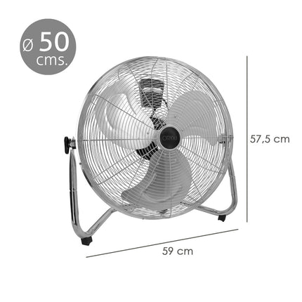 Ventilador de Suelo Cromado Ø50 cm 120W Alta Velocidad
