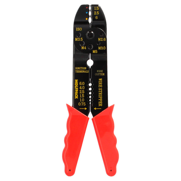 Alicate Crimpar Terminales con Pelacables 195 mm | Crimpadora Faston y Conectores con Cortador de Rosca