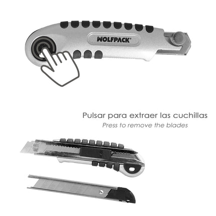 Cutter Aluminio Profesional 18 mm con 5 Hojas SK5