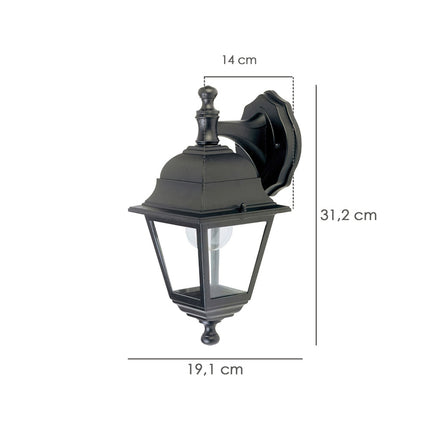 Farol de Jardín con Soporte Alto Negro
