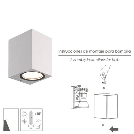 Lámpara Aplique Cuadrado Exterior  Blanca