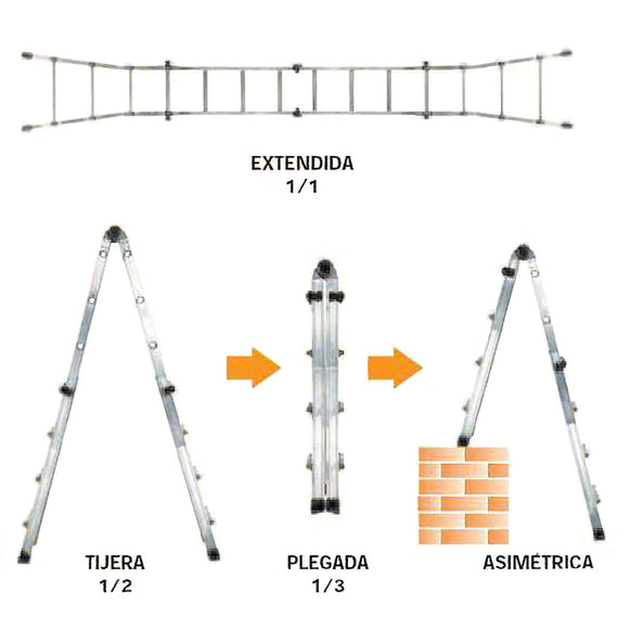 Escalera telescópica de aluminio 5+5 peldaños – Perfil 67 mm