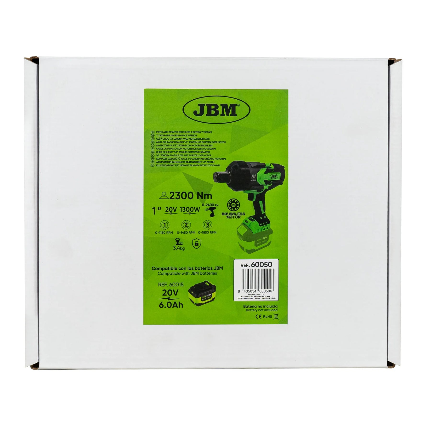 PISTOLA DE IMPACTO BRUSHLESS A BATERÍA 1" 2300NM