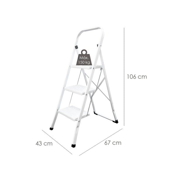 Escalera Oryx Aluminio 3 Peldaños – Compacta, Resistente y Fácil de Transportar