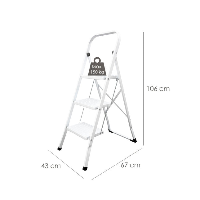 Escalera Oryx Aluminio 3 Peldaños – Compacta, Resistente y Fácil de Transportar