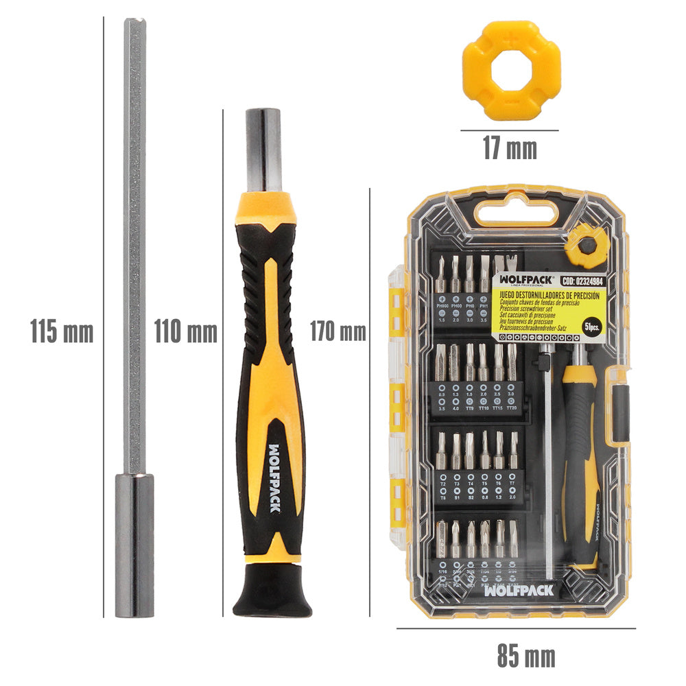Juego de Destornilladores de Precisión 51 Piezas | Set Magnético para Electrónica, Móviles y Portátiles