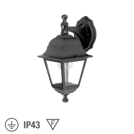 Farol de Jardín con Soporte Alto Negro