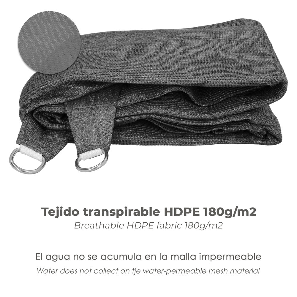 Toldo Vela Sombra Triangular para Jardín 5,0 x 5,0 metros