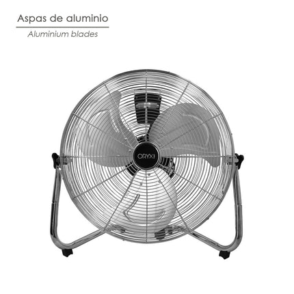 Ventilador de Suelo Cromado Ø50 cm 120W Alta Velocidad