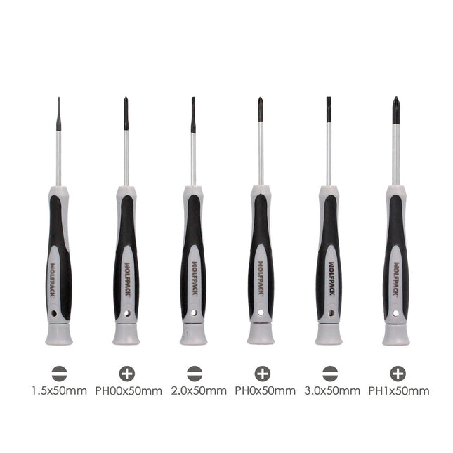 Juego de Destornilladores de Precisión Plus 6 Piezas | Puntas Magnéticas y Mango Antideslizante