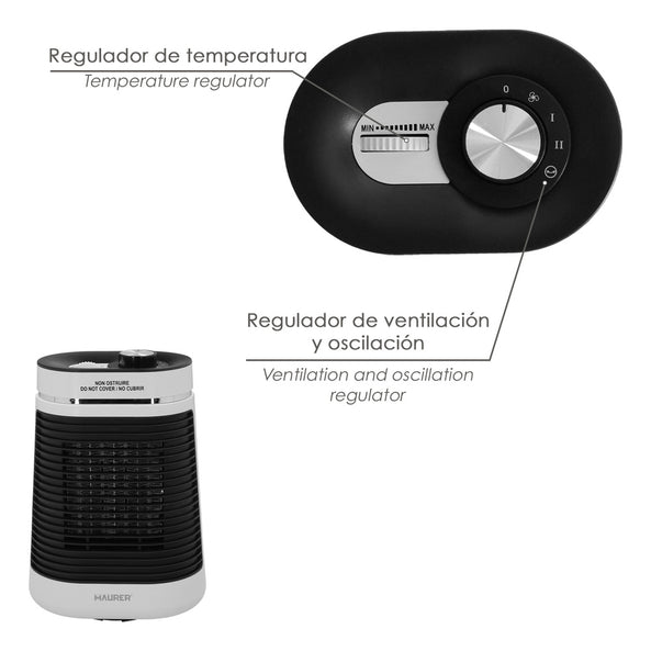 Termoventilador Cerámico Oscilante 1000 - 1500 W