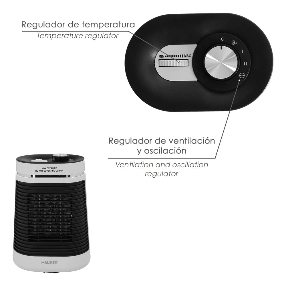 Termoventilador Cerámico Oscilante 1000 - 1500 W