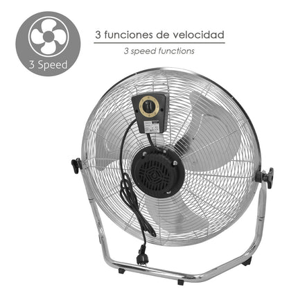 Ventilador de Suelo Cromado Ø50 cm 120W Alta Velocidad