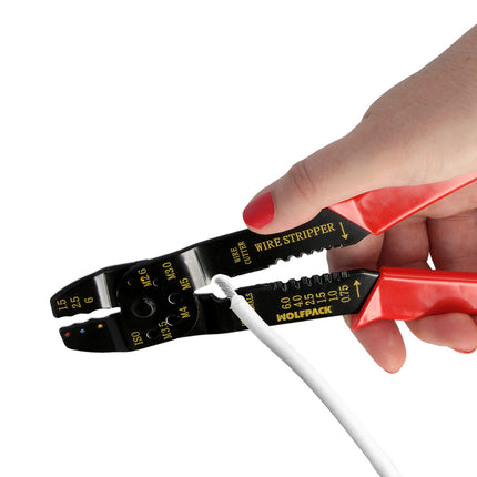 Alicate Crimpar Terminales con Pelacables 195 mm | Crimpadora Faston y Conectores con Cortador de Rosca