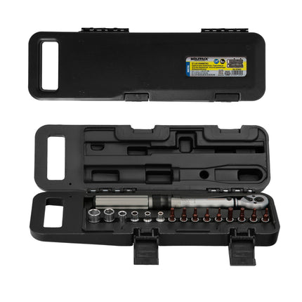 Set Llave Dinamométrica 1/4" con Vasos y Puntas | Par 5–25 Nm | Acero Cromo Vanadio