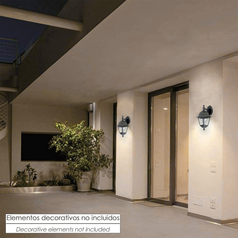 Farol de Jardín con Soporte Alto Negro