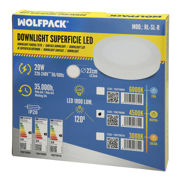 Lámpara de Superficie LED 20 W – 1800 lm – 3000K