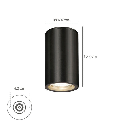 Foco de Techo GU10 IP65 Negro | Lámpara Exterior de Aluminio