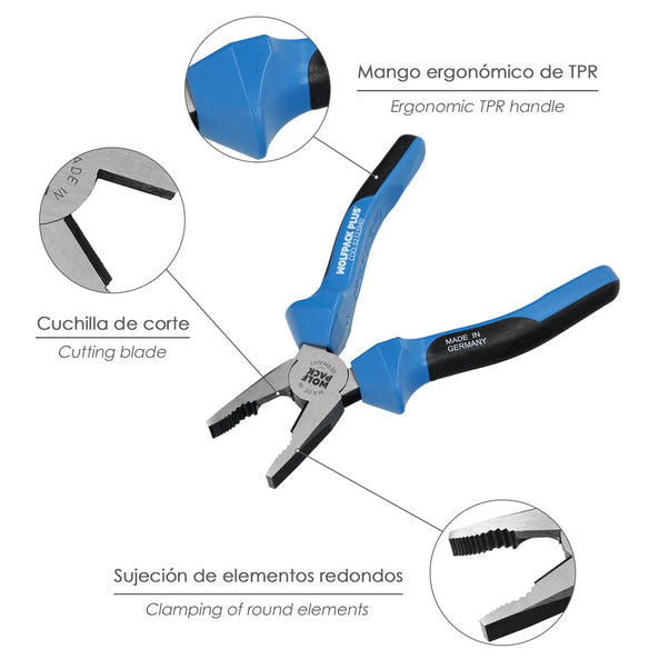 Alicates Universales DIN/ISO Plus Heavy Duty 180 mm | Alta Resistencia y Mango Ergonómico