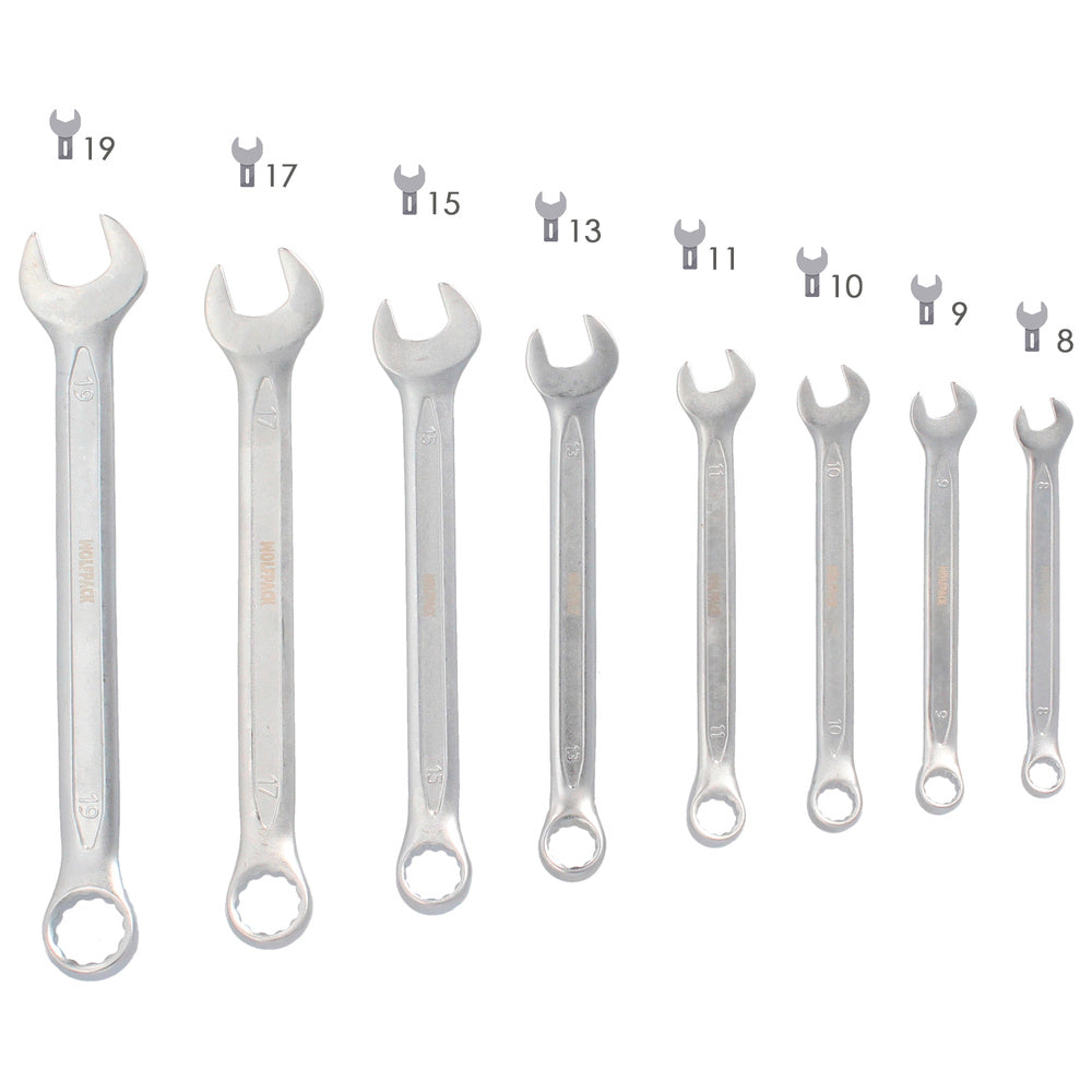 Juego de Llaves Combinadas Wolfpack 8 Piezas | Kit Compacto para Taller y Bricolaje