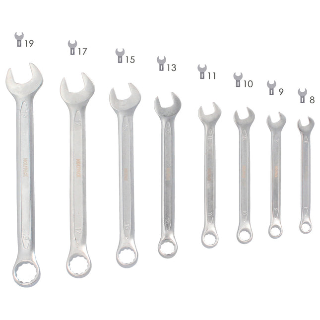 Juego de Llaves Combinadas Wolfpack 8 Piezas | Kit Compacto para Taller y Bricolaje