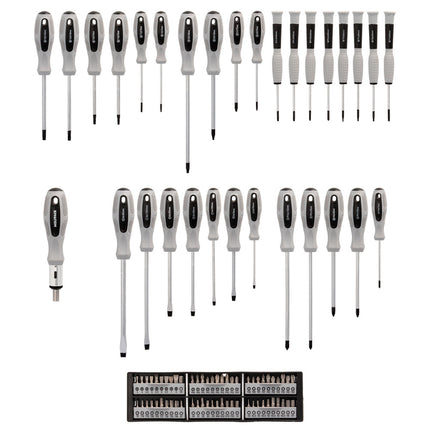 Juego de Destornilladores y Puntas 100 Piezas con Soporte | Acero Cromo Vanadio y Mango Bimaterial