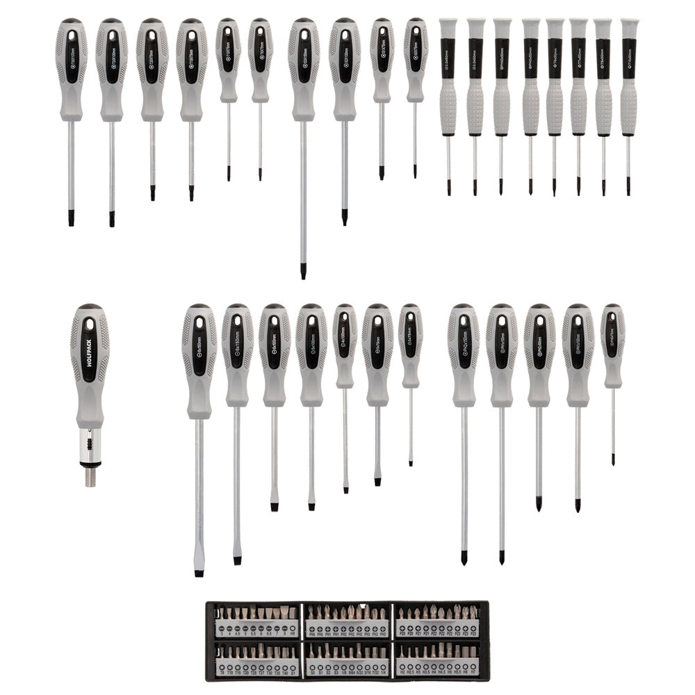 Juego de Destornilladores y Puntas 100 Piezas con Soporte | Acero Cromo Vanadio y Mango Bimaterial