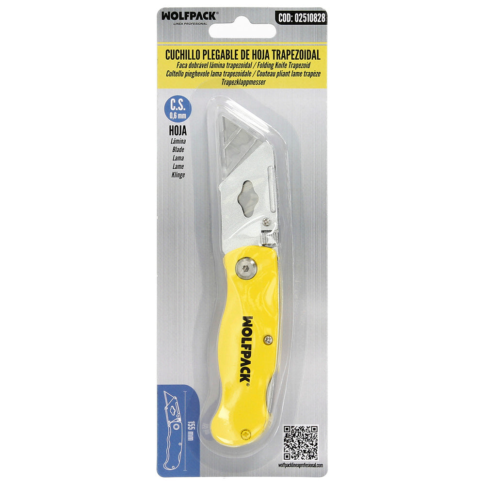 Cutter Plegable 155 mm con Hoja Trapezoidal y Bloqueo