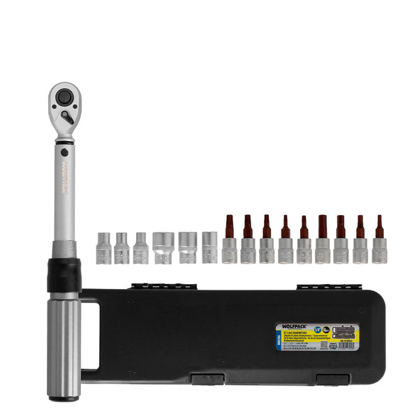 Set Llave Dinamométrica 1/4" con Vasos y Puntas | Par 5–25 Nm | Acero Cromo Vanadio