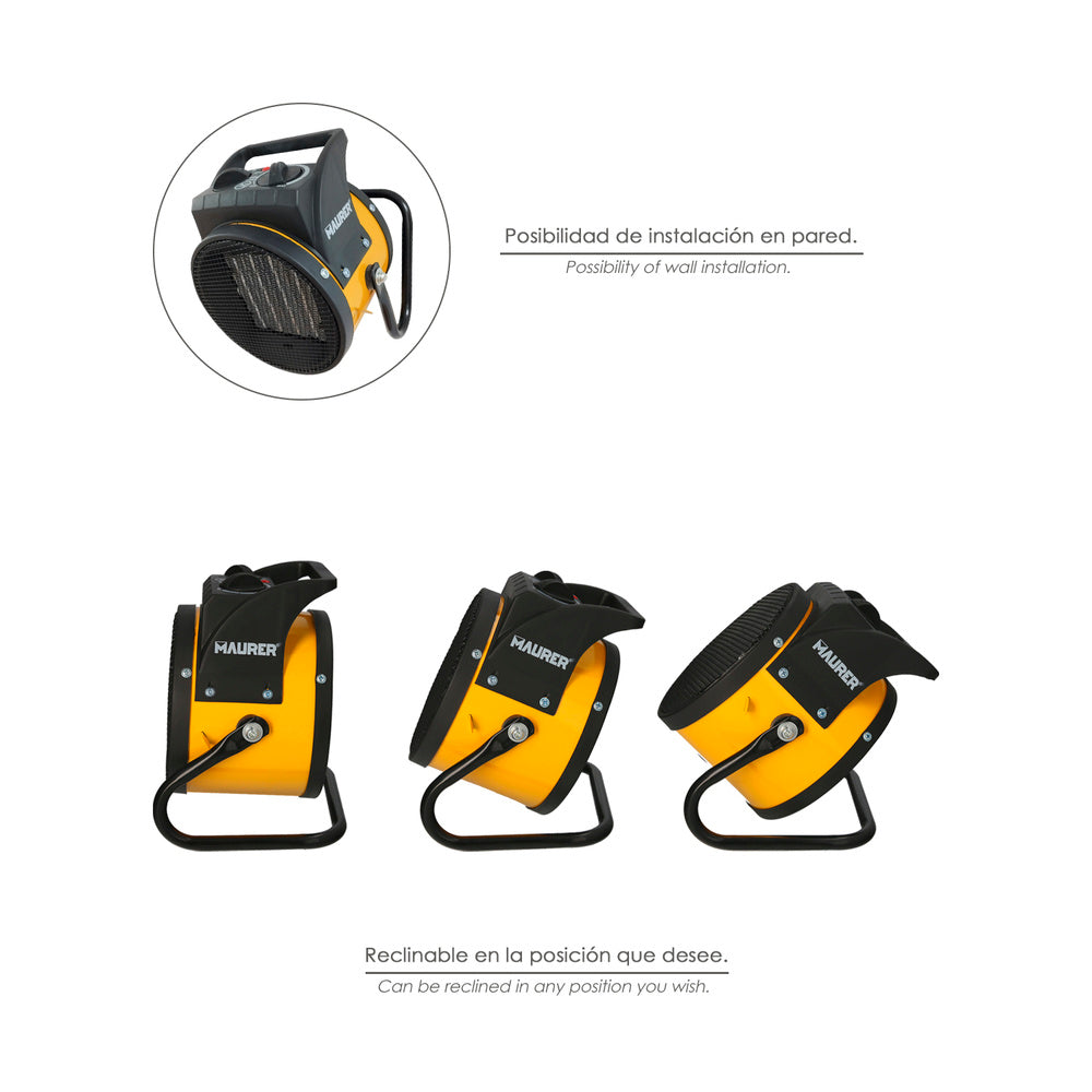 Calefactor Termoventilador Cerámico Cañón Suelo y Pared