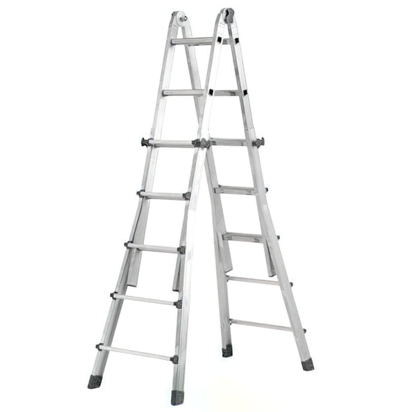 Escalera telescópica de aluminio 4+4 peldaños – Perfil 67 mm