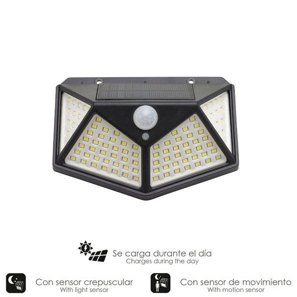 Aplique Solar LED con Sensor de Luz y Movimiento 270 Lúmenes
