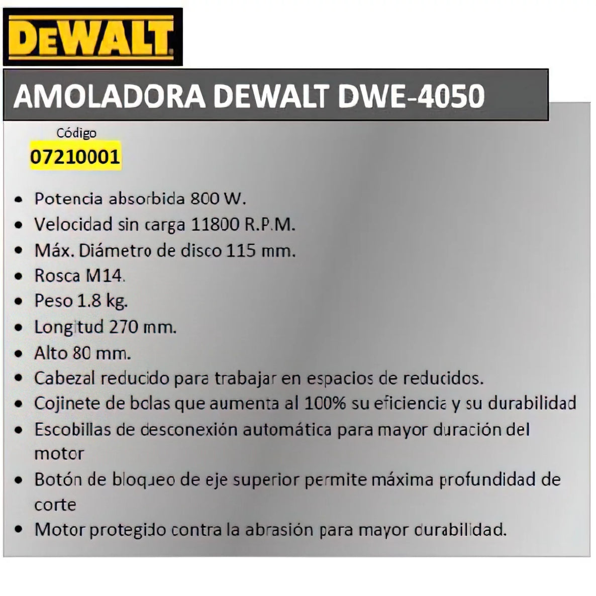 Amoladora Dewalt 800 W