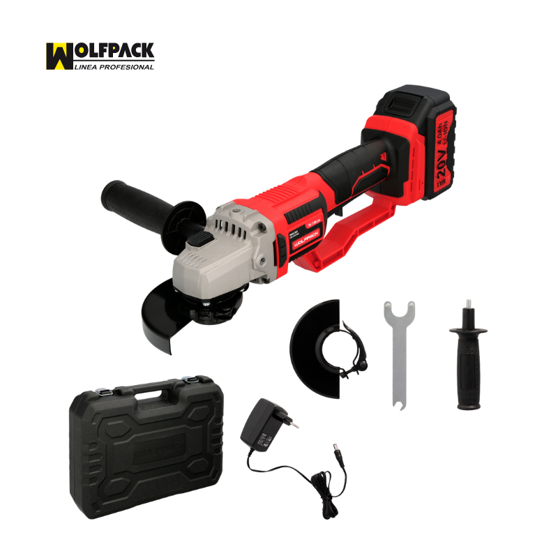 Amoladora  Angular A Bateria 20 Volt. Con Bateria 4.0 | Wolfpack