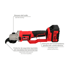 Amoladora  Angular A Bateria 20 Volt. Con Bateria 4.0 | Wolfpack