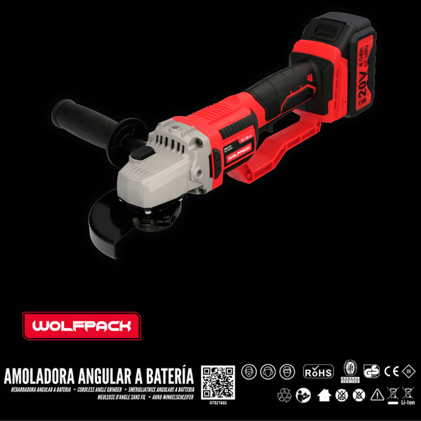 Amoladora Angular a Batería 20V Brushless Ø115mm con Maletín y Batería 4Ah