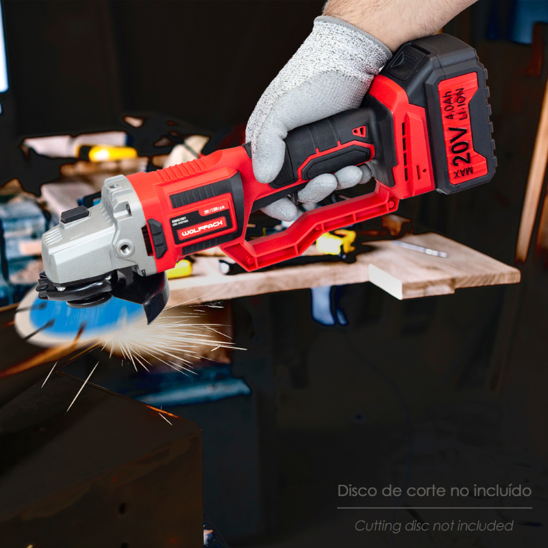Amoladora Angular a Batería 20V Brushless Ø115mm con Maletín y Batería 4Ah