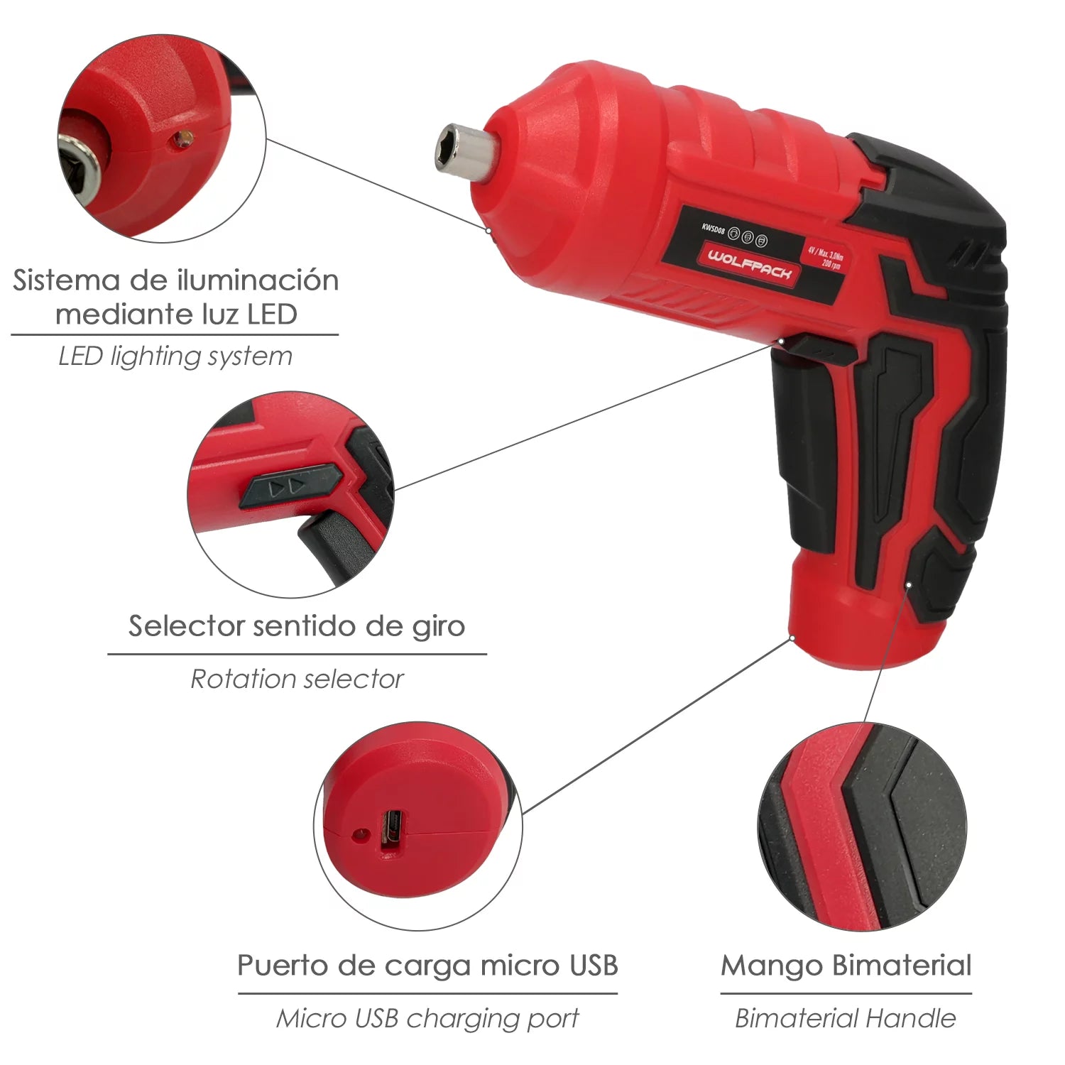 Atornillador de 4 V con LED I Wolfpack