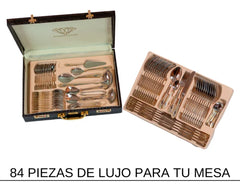 Juego De Cubiertos 84 Piezas | Maleta Elegante
