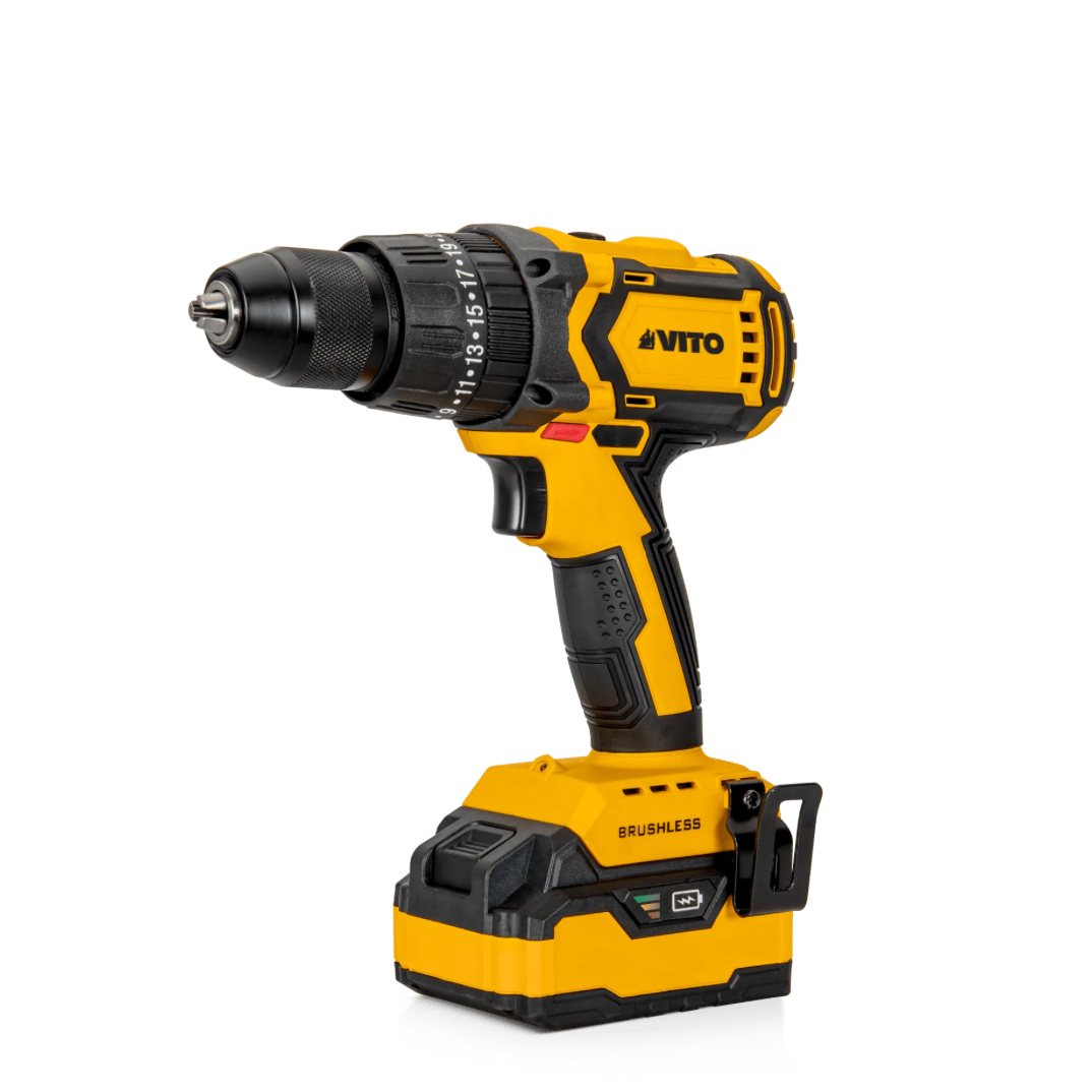 Taladro Atornillador Percutor Brushless 20V – 2 Baterías 4.0Ah + Kit 17 Piezas