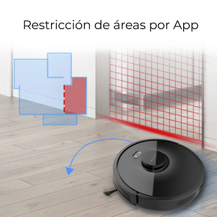 Robot Aspirador Láser LASERBOT 360 Phoenix  - Aspirado, Barrido, Fregado y Mopa, Compatible con Alexa y Google Assistant