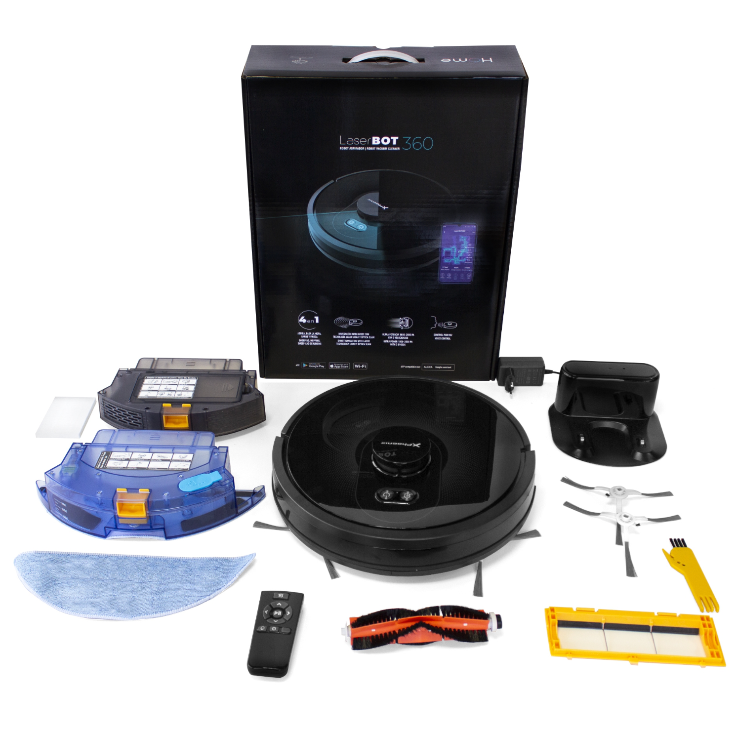 Robot Aspirador Láser LASERBOT 360 Phoenix  - Aspirado, Barrido, Fregado y Mopa, Compatible con Alexa y Google Assistant